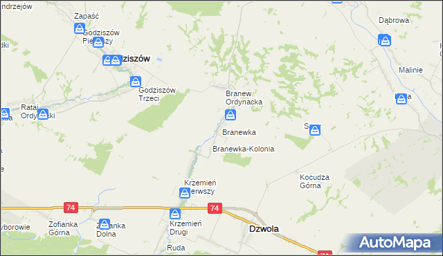 mapa Branewka, Branewka na mapie Targeo