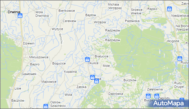 mapa Bratucice, Bratucice na mapie Targeo