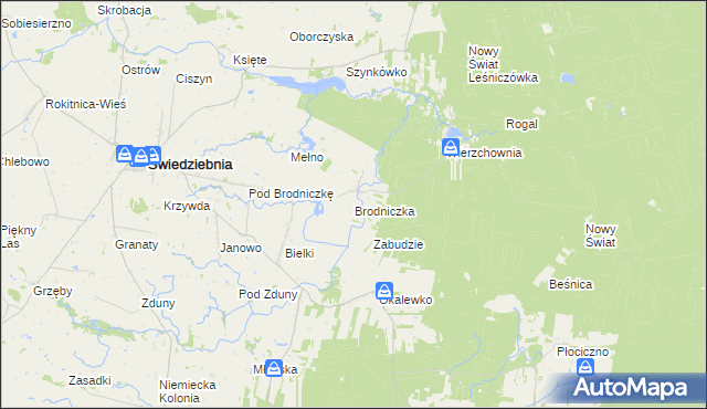 mapa Brodniczka gmina Świedziebnia, Brodniczka gmina Świedziebnia na mapie Targeo