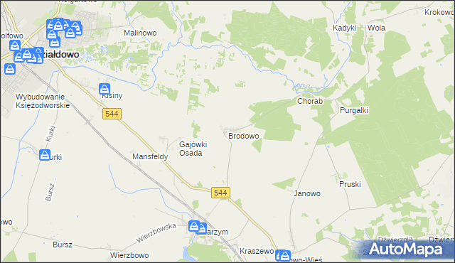 mapa Brodowo gmina Iłowo-Osada, Brodowo gmina Iłowo-Osada na mapie Targeo