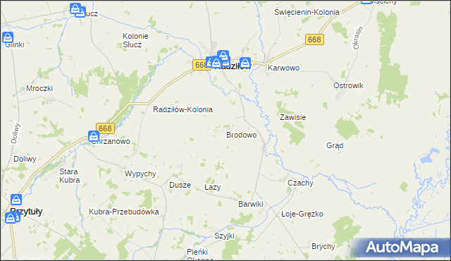 mapa Brodowo gmina Radziłów, Brodowo gmina Radziłów na mapie Targeo