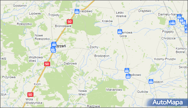 mapa Brodzięcin, Brodzięcin na mapie Targeo