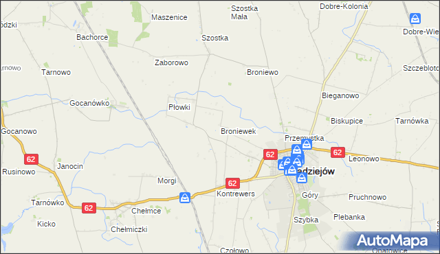 mapa Broniewek, Broniewek na mapie Targeo