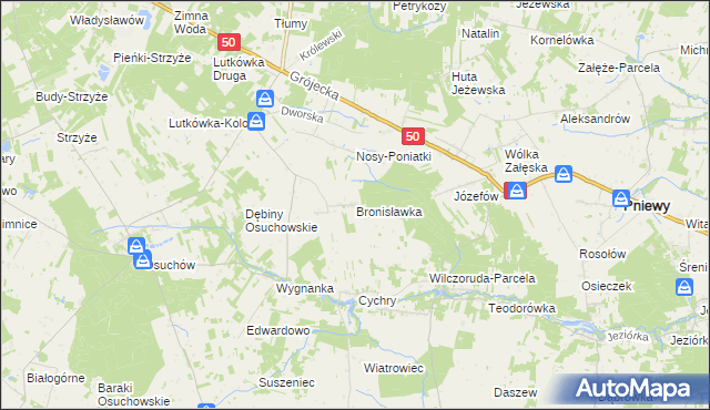 mapa Bronisławka gmina Mszczonów, Bronisławka gmina Mszczonów na mapie Targeo