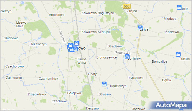 mapa Bronoszewice, Bronoszewice na mapie Targeo