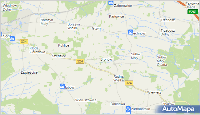 mapa Bronów gmina Góra, Bronów gmina Góra na mapie Targeo