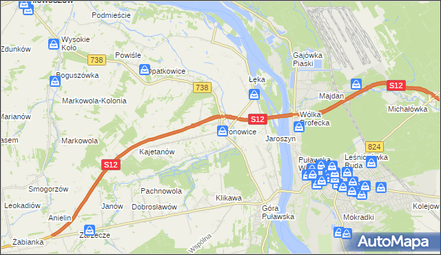 mapa Bronowice gmina Puławy, Bronowice gmina Puławy na mapie Targeo