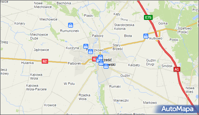 mapa Brześć Kujawski, Brześć Kujawski na mapie Targeo