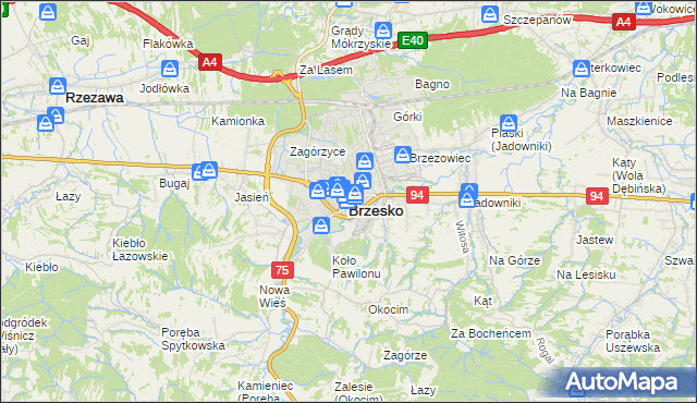 mapa Brzesko, Brzesko na mapie Targeo