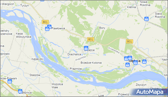 mapa Brzeźce gmina Stężyca, Brzeźce gmina Stężyca na mapie Targeo