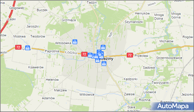 mapa Brzeziny, Brzeziny na mapie Targeo