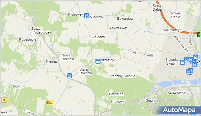 mapa Brzeziny gmina Stężyca, Brzeziny gmina Stężyca na mapie Targeo