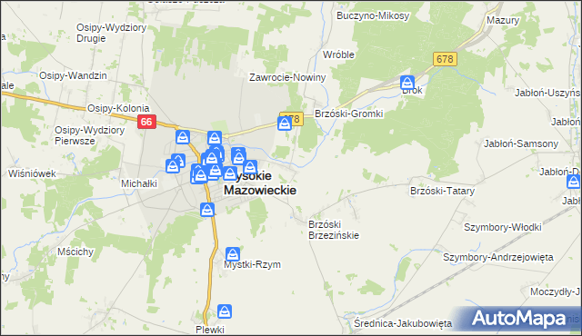 mapa Brzóski-Falki, Brzóski-Falki na mapie Targeo