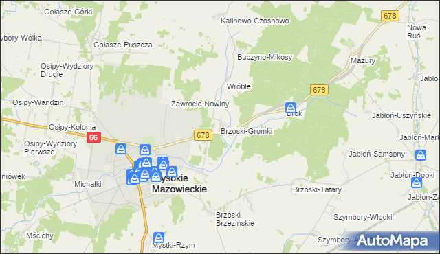 mapa Brzóski-Gromki, Brzóski-Gromki na mapie Targeo