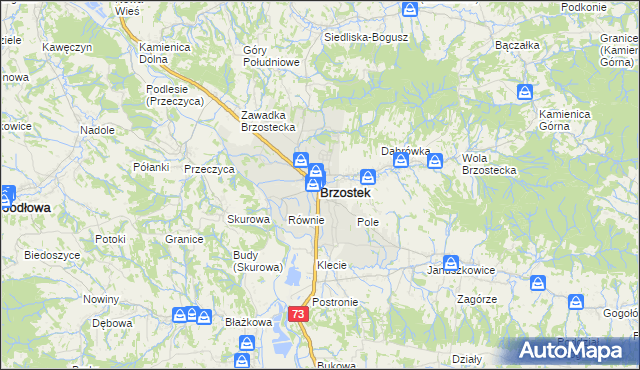 mapa Brzostek powiat dębicki, Brzostek powiat dębicki na mapie Targeo