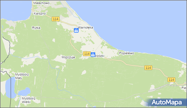 mapa Brzózki gmina Nowe Warpno, Brzózki gmina Nowe Warpno na mapie Targeo
