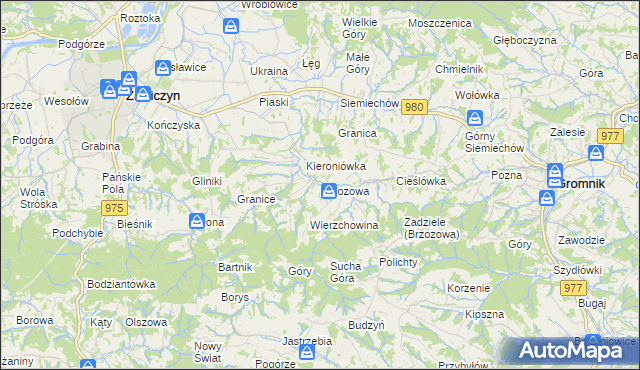 mapa Brzozowa gmina Gromnik, Brzozowa gmina Gromnik na mapie Targeo