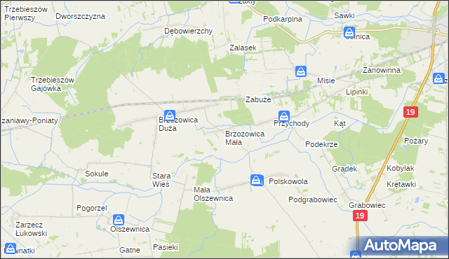 mapa Brzozowica Mała, Brzozowica Mała na mapie Targeo