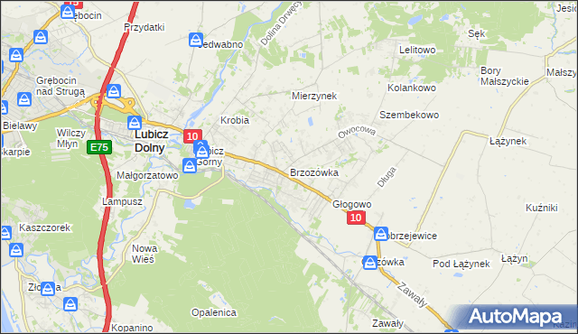 mapa Brzozówka gmina Obrowo, Brzozówka gmina Obrowo na mapie Targeo