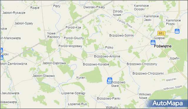 mapa Brzozowo-Antonie, Brzozowo-Antonie na mapie Targeo