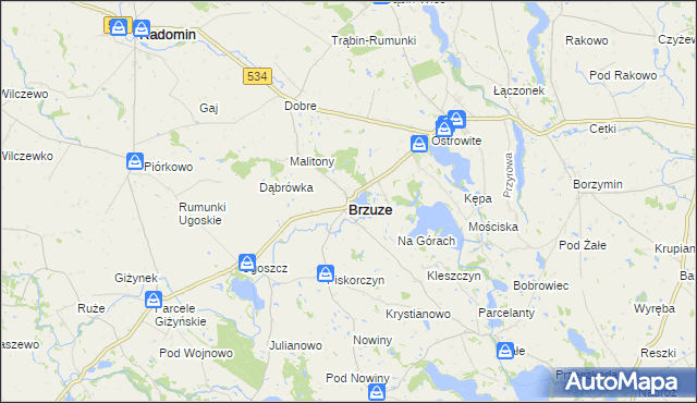 mapa Brzuze, Brzuze na mapie Targeo