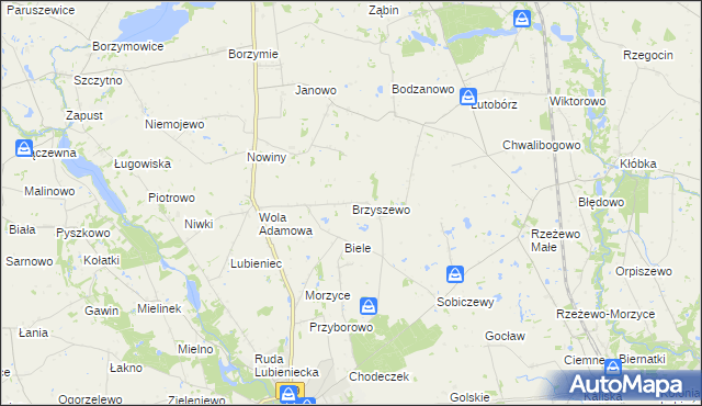 mapa Brzyszewo, Brzyszewo na mapie Targeo