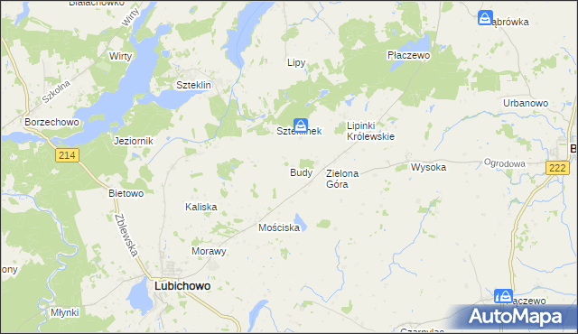 mapa Budy gmina Lubichowo, Budy gmina Lubichowo na mapie Targeo