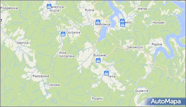 mapa Bukowiec gmina Solina, Bukowiec gmina Solina na mapie Targeo