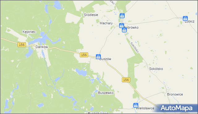 mapa Buszów gmina Strzelce Krajeńskie, Buszów gmina Strzelce Krajeńskie na mapie Targeo