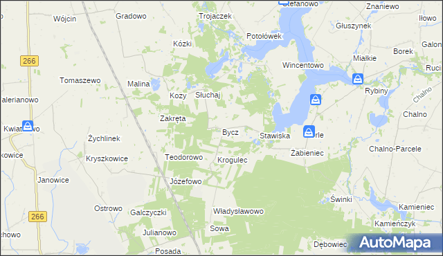 mapa Bycz gmina Piotrków Kujawski, Bycz gmina Piotrków Kujawski na mapie Targeo