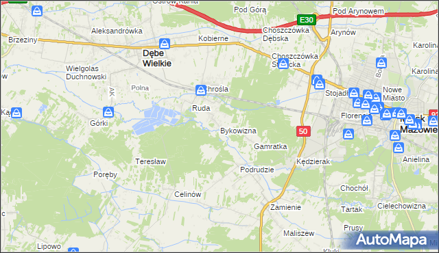 mapa Bykowizna, Bykowizna na mapie Targeo