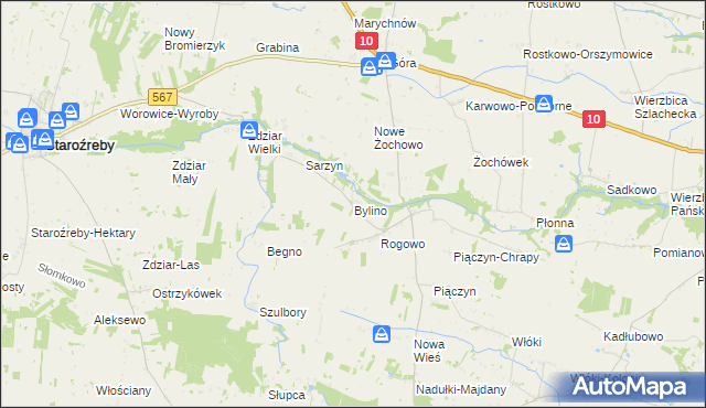 mapa Bylino, Bylino na mapie Targeo