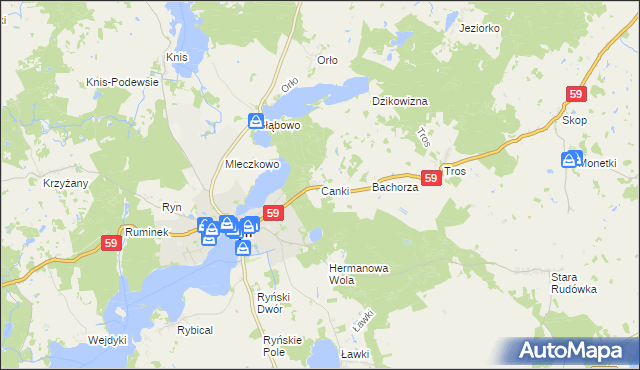 mapa Canki, Canki na mapie Targeo