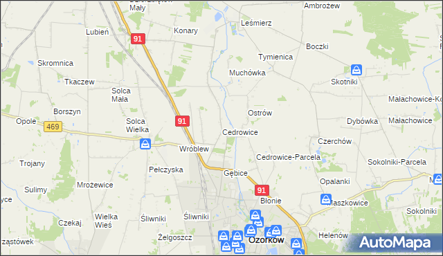 mapa Cedrowice, Cedrowice na mapie Targeo