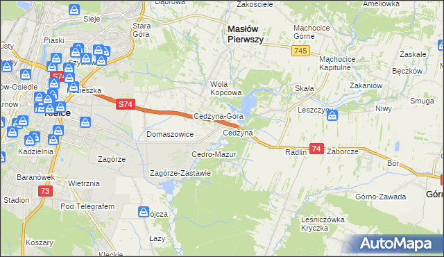 mapa Cedzyna, Cedzyna na mapie Targeo