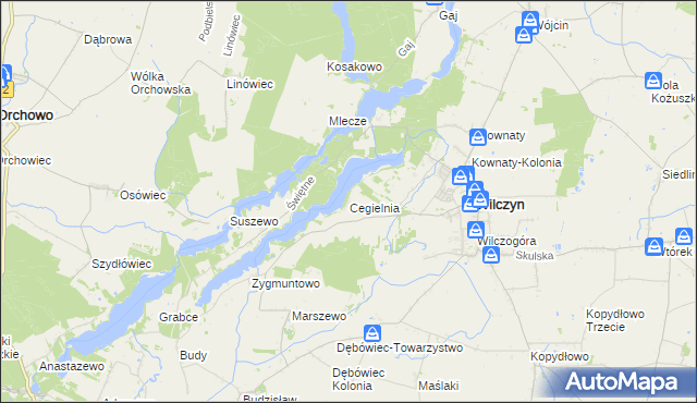 mapa Cegielnia gmina Wilczyn, Cegielnia gmina Wilczyn na mapie Targeo