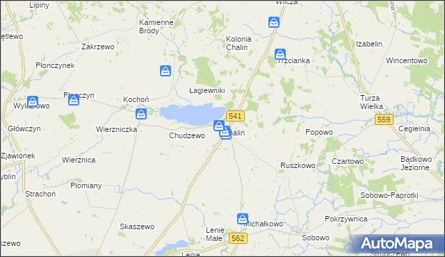 mapa Chalin gmina Dobrzyń nad Wisłą, Chalin gmina Dobrzyń nad Wisłą na mapie Targeo