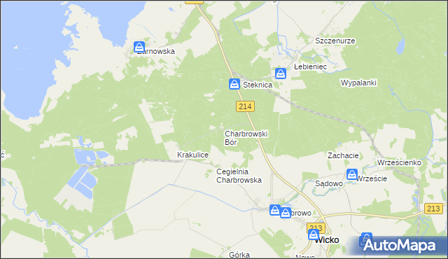 mapa Charbrowski Bór, Charbrowski Bór na mapie Targeo