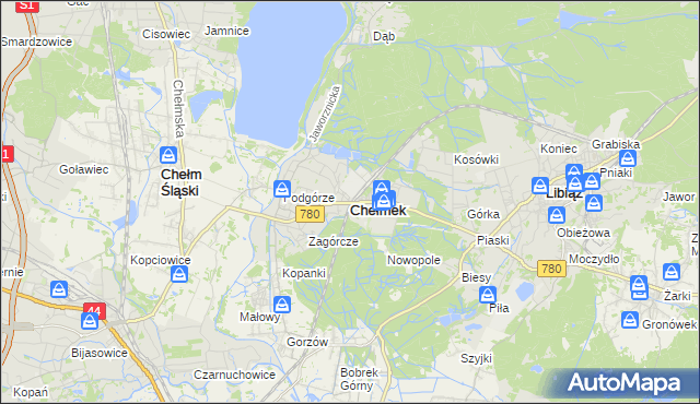 mapa Chełmek powiat oświęcimski, Chełmek powiat oświęcimski na mapie Targeo