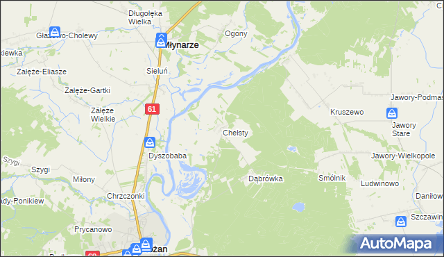 mapa Chełsty gmina Różan, Chełsty gmina Różan na mapie Targeo