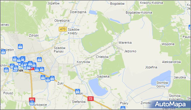 mapa Chlebów gmina Turek, Chlebów gmina Turek na mapie Targeo