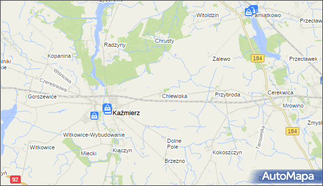 mapa Chlewiska gmina Kaźmierz, Chlewiska gmina Kaźmierz na mapie Targeo
