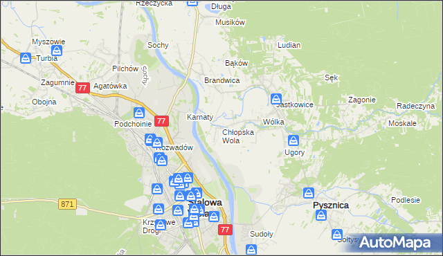 mapa Chłopska Wola, Chłopska Wola na mapie Targeo