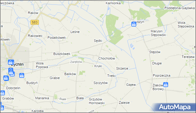 mapa Chochołów gmina Żychlin, Chochołów gmina Żychlin na mapie Targeo
