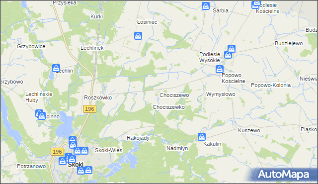 mapa Chociszewo gmina Skoki, Chociszewo gmina Skoki na mapie Targeo