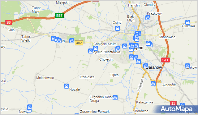 mapa Chojęcin, Chojęcin na mapie Targeo