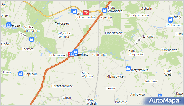 mapa Chojnatka, Chojnatka na mapie Targeo