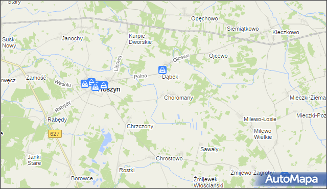 mapa Choromany, Choromany na mapie Targeo