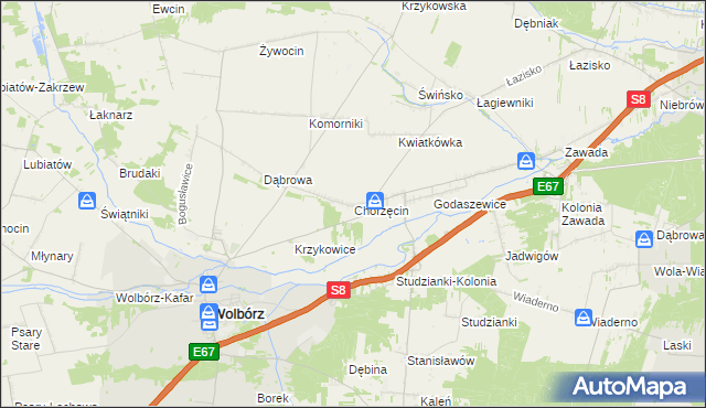mapa Chorzęcin, Chorzęcin na mapie Targeo