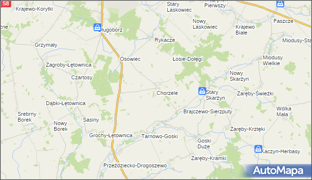 mapa Chorzele gmina Zambrów, Chorzele gmina Zambrów na mapie Targeo